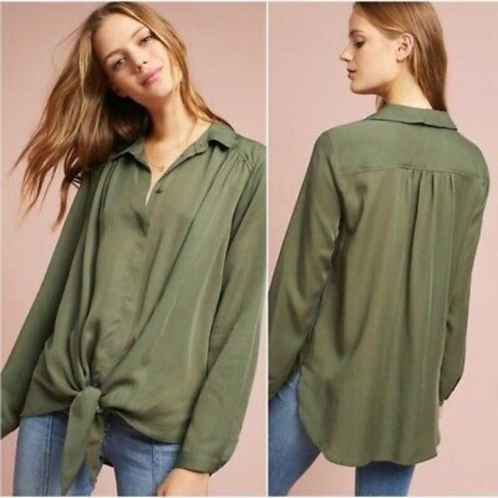 Anthropologie Maeve Tuesday‎ Tie Front Blouse S